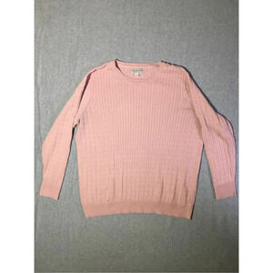Womens Kim Rogers Sweater Size 1X Pink Knit Vertical Woven Striped Cotton